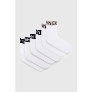 Ponožky Calvin Klein 6-pak pánske, biela farba, 701220503