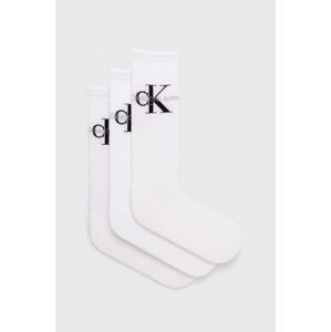 Ponožky Calvin Klein Jeans 3-pak pánske, biela farba, 701220514