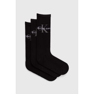Ponožky Calvin Klein Jeans 3-pak pánske, čierna farba, 701220514
