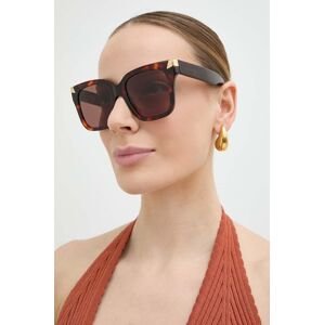 Slnečné okuliare Alexander McQueen dámske, hnedá farba, AM0440S