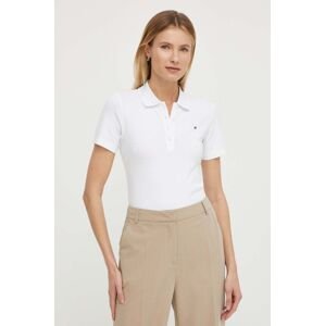 Polo tričko Tommy Hilfiger dámsky, biela farba, WW0WW42047