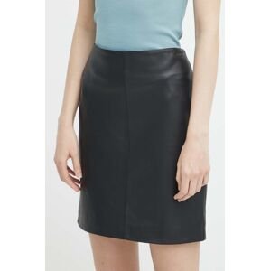Kožená sukňa 2NDDAY 2ND Ceciliana - Classic Leath čierna farba, mini, rovný strih, 2000552642