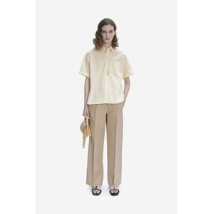 Ľanové nohavice A.P.C. Pantalon Carlota béžová farba, rovné, stredne vysoký pás, LIAEO-F08426 BEIGE