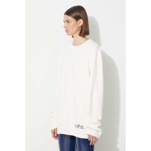 Vlnený sveter A.P.C. dámsky, biela farba, tenký