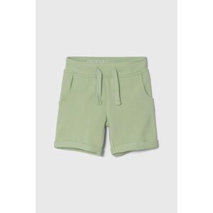 Detské bavlnené šortky Guess zelená farba, nastaviteľný pás