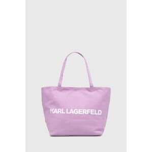 Bavlnená taška Karl Lagerfeld fialová farba