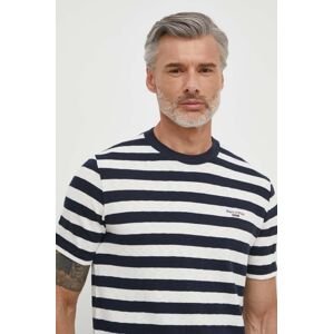 Bavlnené tričko Marc O'Polo pánsky, tmavomodrá farba, vzorovaný