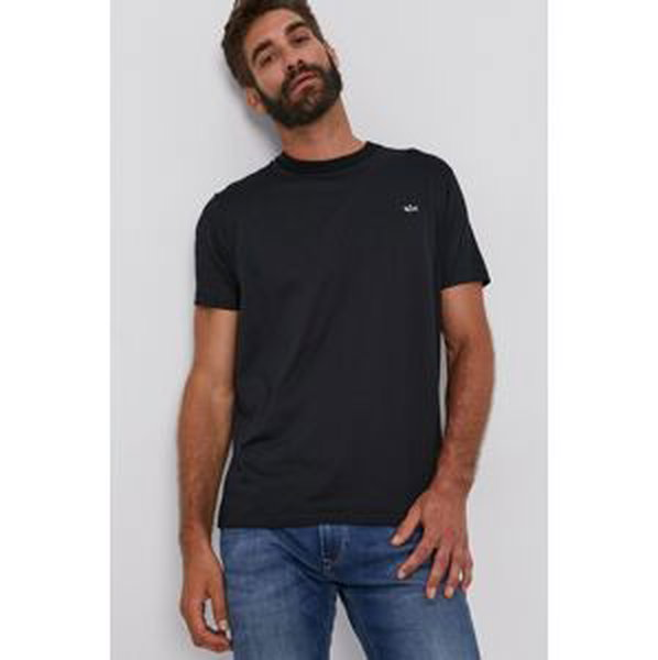 Bavlnené tričko Paul&Shark čierna farba, jednofarebné