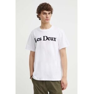 Bavlnené tričko Les Deux pánske, biela farba, s nášivkou, LDM101180