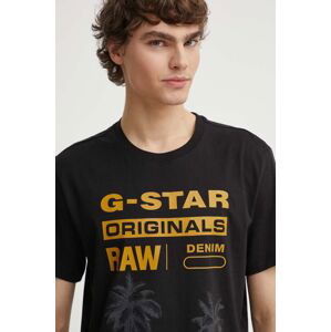 Bavlnené tričko G-Star Raw pánske, čierna farba, s potlačou, D24681-336
