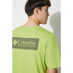 Bavlnené tričko Columbia North Cascades zelená farba, s potlačou