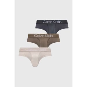 Slipy Calvin Klein Underwear 3-pak pánske, zelená farba, 000NB2969A