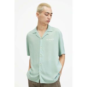 Košeľa AllSaints pánska, zelená farba, regular
