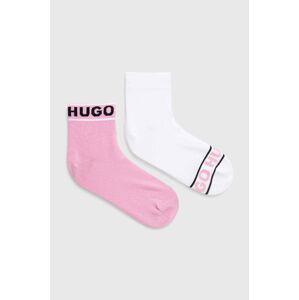 Ponožky HUGO 2-pak dámske, ružová farba