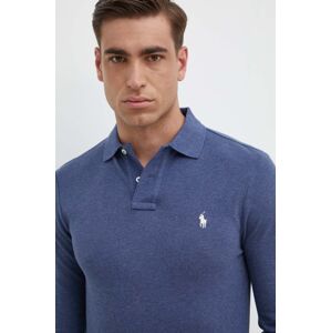 Bavlnené tričko s dlhým rukávom Polo Ralph Lauren tmavomodrá farba,melanžový,710681126