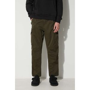 Nohavice C.P. Company Stretch Sateen Loose Cargo Pants 15CMPA123A005529G, pánske, zelená farba, strih cargo