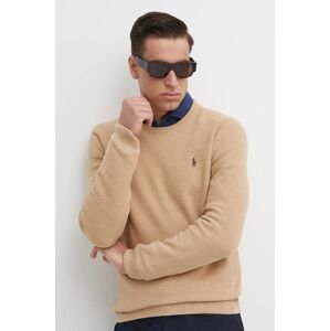 Bavlnený sveter Polo Ralph Lauren hnedá farba, tenký, 710918163
