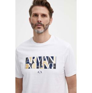 Bavlnené tričko Armani Exchange biela farba, s potlačou