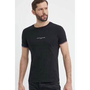 Bavlnené tričko Tommy Hilfiger pánsky, tmavomodrá farba, s nášivkou