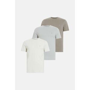 Bavlnené tričko AllSaints BRACE SS CREW 3-pak pánske, béžová farba, jednofarebné