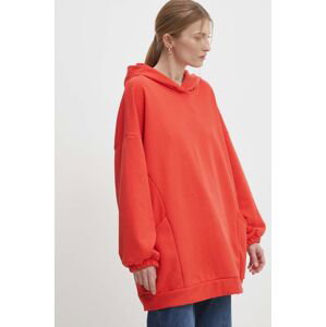 Mikina Answear Lab dámska, červená farba, s kapucňou, melanžová