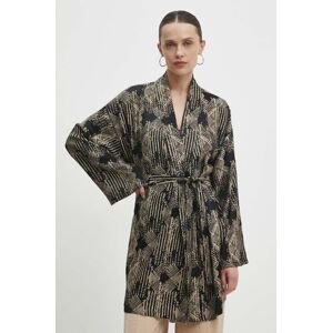 Kimono Answear Lab čierna farba, vzorovaná