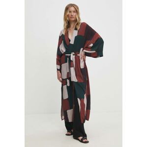 Kimono Answear Lab bordová farba, oversize, vzorovaná