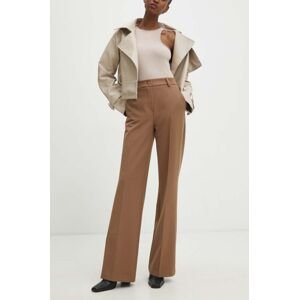 Nohavice Answear Lab dámske, hnedá farba, rovné, vysoký pás