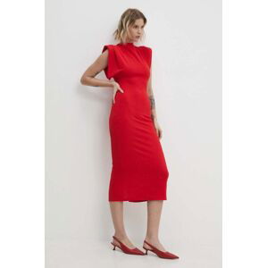 Šaty Answear Lab červená farba, midi, rovný strih