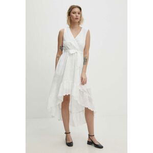 Bavlnené šaty Answear Lab biela farba, mini, áčkový strih