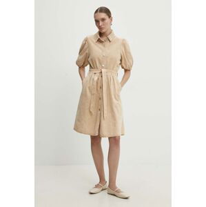 Rifľové šaty Answear Lab béžová farba, mini, áčkový strih