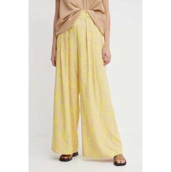 Nohavice Mos Mosh dámske, žltá farba, široké, vysoký pás