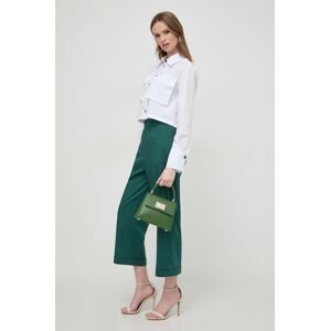 Nohavice Liviana Conti dámske, zelená farba, rovné, vysoký pás
