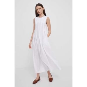 Bavlnené šaty Bomboogie biela farba, midi, áčkový strih, AW8544TJCM4,