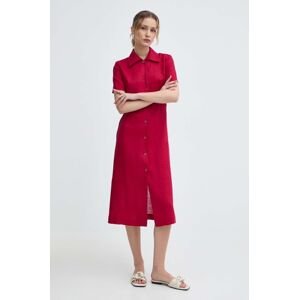 Ľanové šaty Liviana Conti ružová farba,mini,áčkový strih,L4SL25