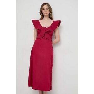 Šaty Liviana Conti ružová farba, midi, áčkový strih