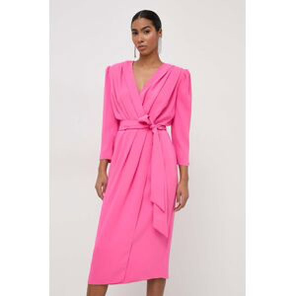 Šaty Nissa ružová farba, midi, rovný strih