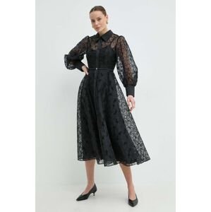 Šaty Nissa čierna farba, maxi, áčkový strih, RC14863