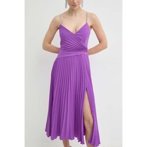 Šaty Nissa fialová farba, midi, áčkový strih, RS14816