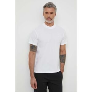 Bavlnené tričko Bomboogie pánsky, biela farba, jednofarebný