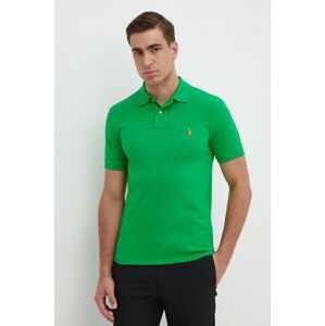 Bavlnené polo tričko Polo Ralph Lauren zelená farba, jednofarebný, 710536856