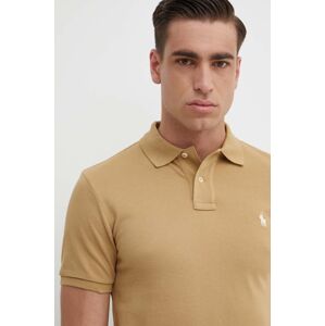 Bavlnené polo tričko Polo Ralph Lauren béžová farba,jednofarebné,710536856