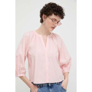 Bavlnená košeľa Desigual GISELLE dámska, ružová farba, regular, 24SWBW12