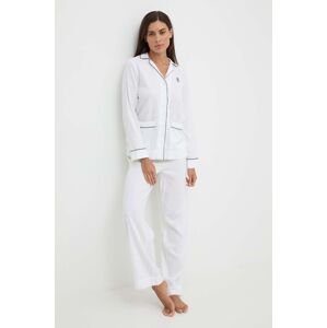 Ľanové pyžamá Lauren Ralph Lauren biela farba, ILN92335