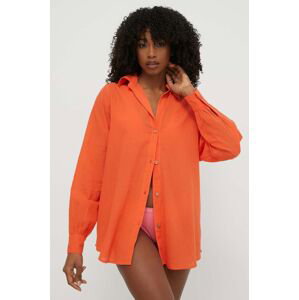 Bavlnená plážová košeľa Billabong oranžová farba, EBJWT00113