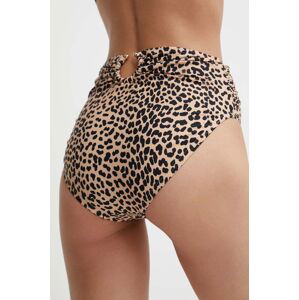 Plavkové nohavičky MICHAEL Michael Kors HIGH WAIST BOTTOM béžová farba, MM29259