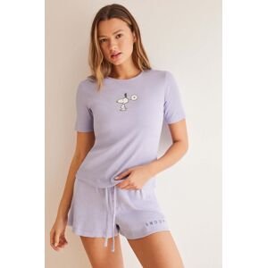Bavlnené pyžamo women'secret Snoopy fialová farba, bavlnená