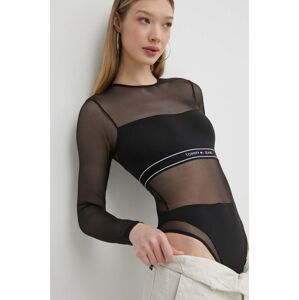 Body Tommy Jeans dámske, čierna farba, UW0UW05135