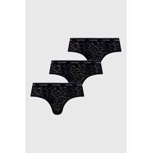 Brazílske nohavičky Calvin Klein Underwear 3-pak čierna farba