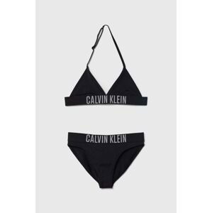 Dvojdielne detské plavky Calvin Klein Jeans čierna farba